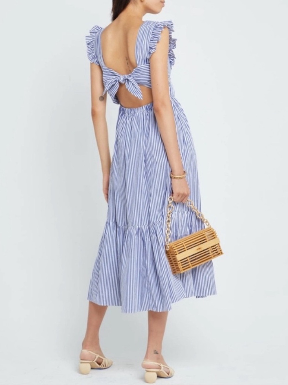 O.P.T. Stella Blue & White Stripe Midi Dress - Picture 2 of 8